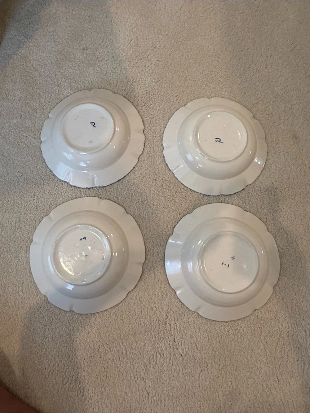 Vintage Laurie Gates Blue Stipple Rooster Bowls (Set Of 4)